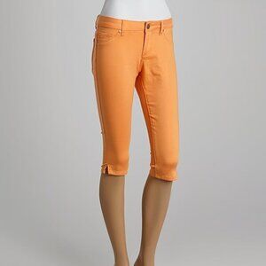 Luxury Blues 15 XL Orange Capri Jean Shorts 35x17 Stretch & Pockets NEW WITH TAG